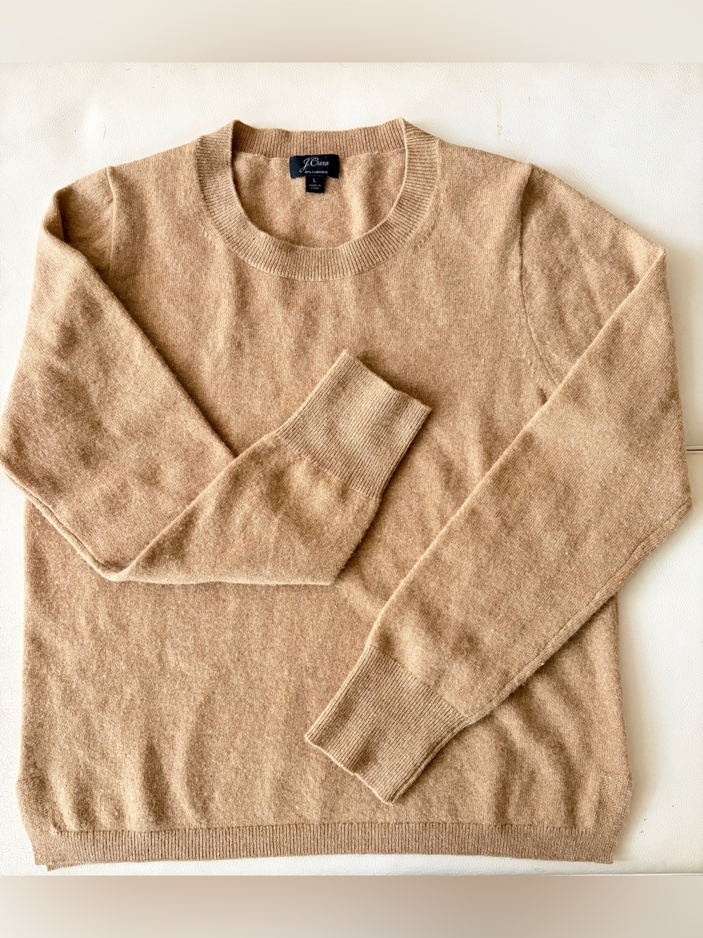 J. Crew 100% Cashmere Pullover Sweater Camel Size L